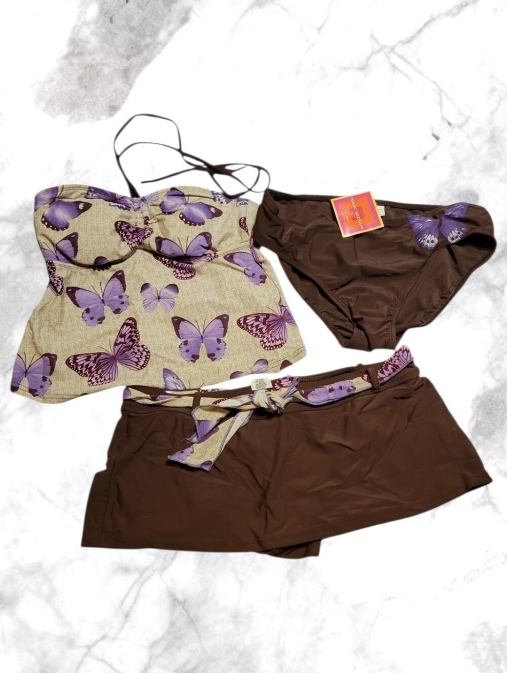VTG Y2K Isaac Mizrahi for Target Butterfly Tankini Swimsuit 3pc Set Size Medium